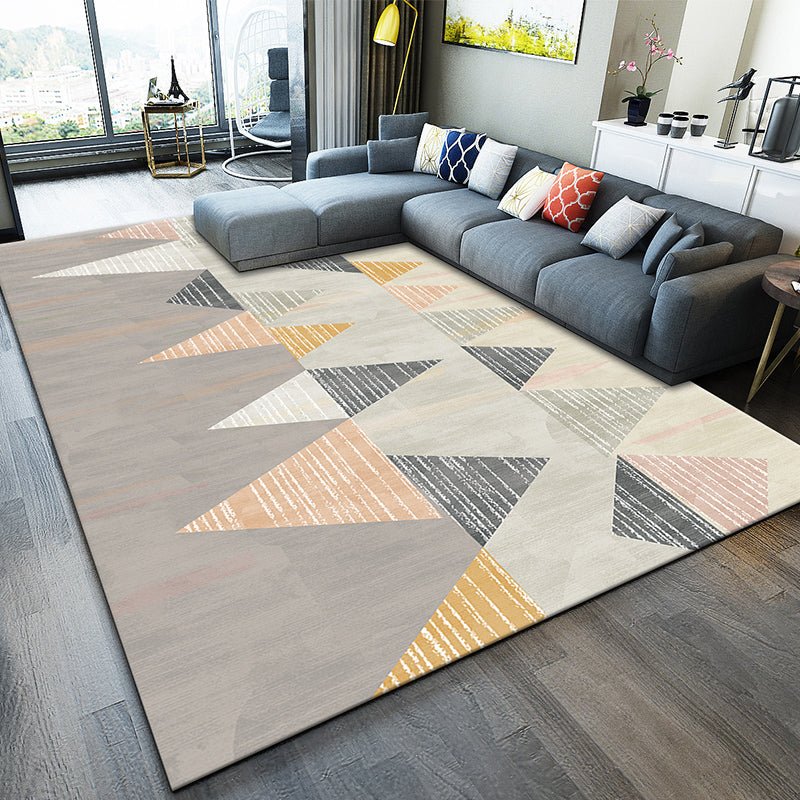Multicolor Modern Indoor Rug Polyester Triangle Print Carpet Non-Slip Backing Rug for Home Decor