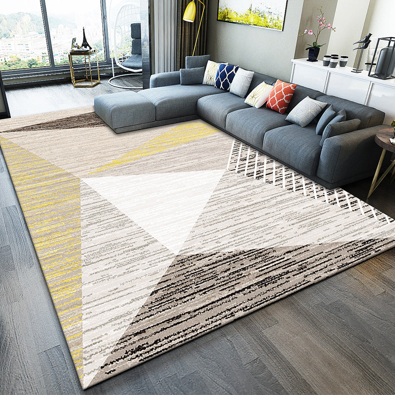 Multicolor Modern Indoor Rug Polyester Triangle Print Carpet Non-Slip Backing Rug for Home Decor