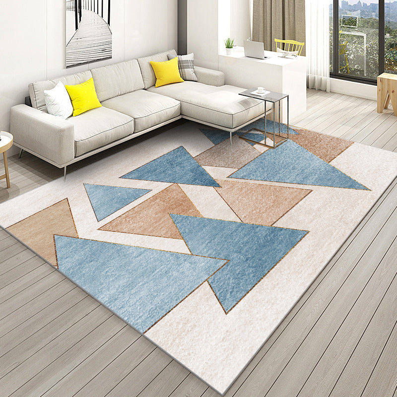 Black Tone Geometric Print Rug Polyester Carpet Modern Non-Slip Backing Indoor Rug for Living Room