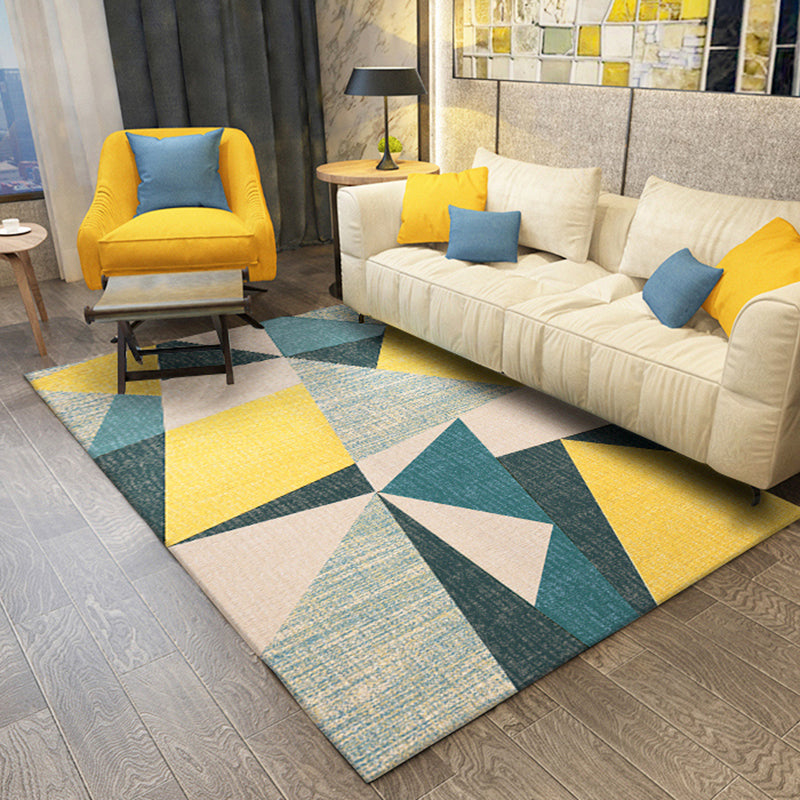 White Tone Simple Indoor Rug Polyester Geometric Print Rug Easy Care Area Rug for Home Decoration