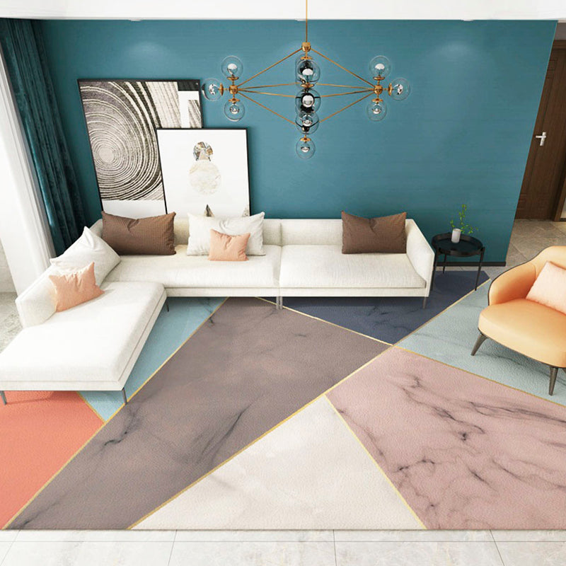 White Tone Simple Indoor Rug Polyester Geometric Print Rug Easy Care Area Rug for Home Decoration
