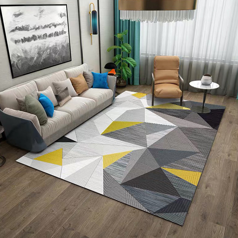 Multicolor Casual Indoor Rug Polyester Splicing Print Rug Stain Resistant Area Rug for Living Room
