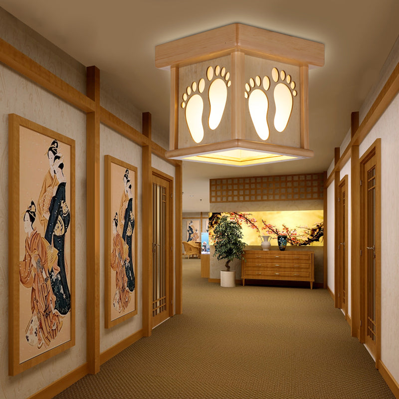 Place du bois près de Ceiling Light Nordic 1 Light 10 " W Flush Mount Light Fixture with Footprints for Dining Room