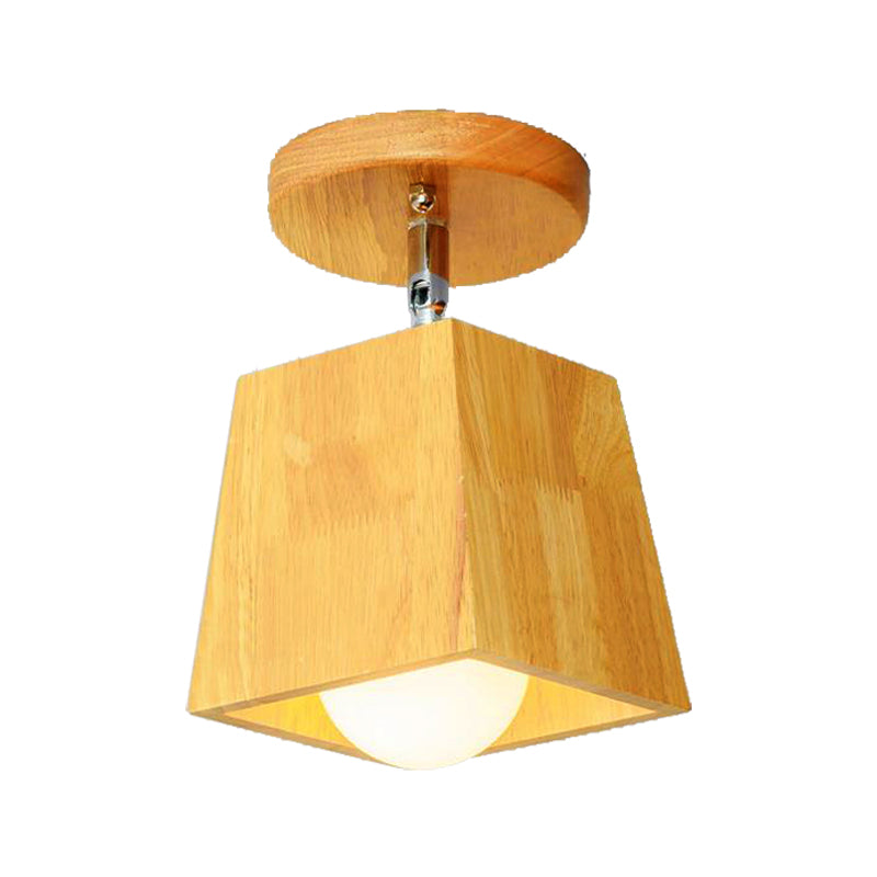 Lámparas de techo semiincrustadas de madera cuadrada / en forma de cuerno / piña moderna 1 lámpara de techo interior