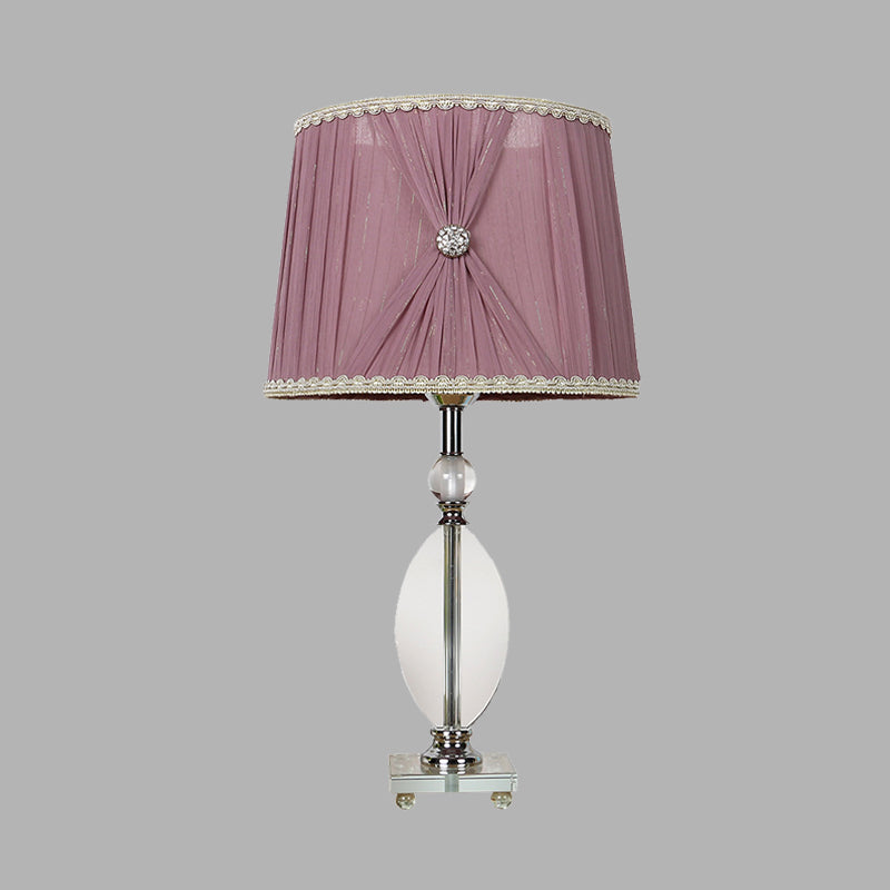 1 camera da letto leggera luce notturna lampada da comodino viola rustico con tonalità conico di cristallo