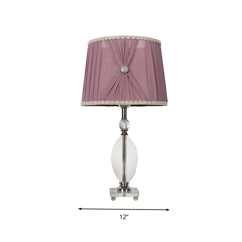 1 camera da letto leggera luce notturna lampada da comodino viola rustico con tonalità conico di cristallo