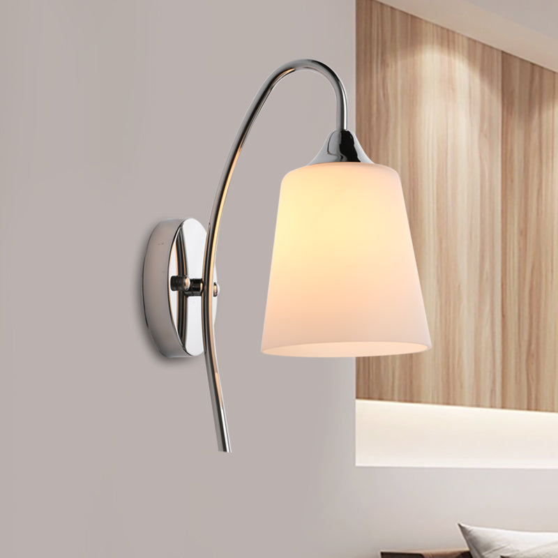 1 Kopf -Trompeten -Wandbeleuchtung Moderne Milchglas Leuchte in Chrom für Treppe