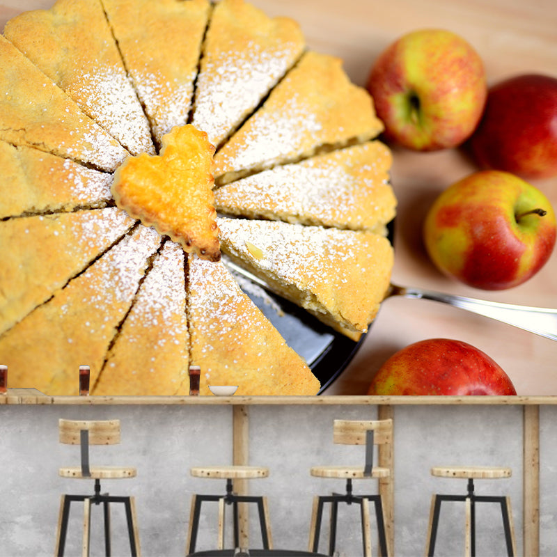 Light Color Photography Apple Pie Mural Stain Resistant Contemporary Dessert Shop Wall Murals