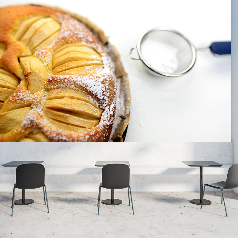 Light Color Photography Apple Pie Mural Stain Resistant Contemporary Dessert Shop Wall Murals