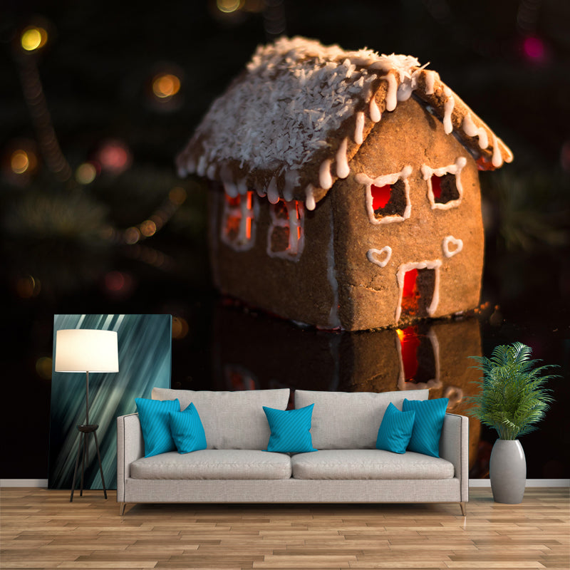 Soft Color Gingerbread House Pattern Mural Modern Commercial Use for Decoration