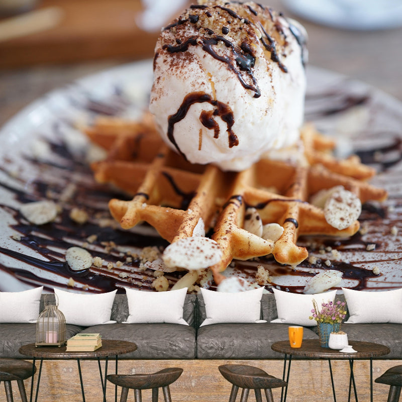 Photography Mural with Delicious Ice Cream Pattern Modern Dessert Shop Wall Covering