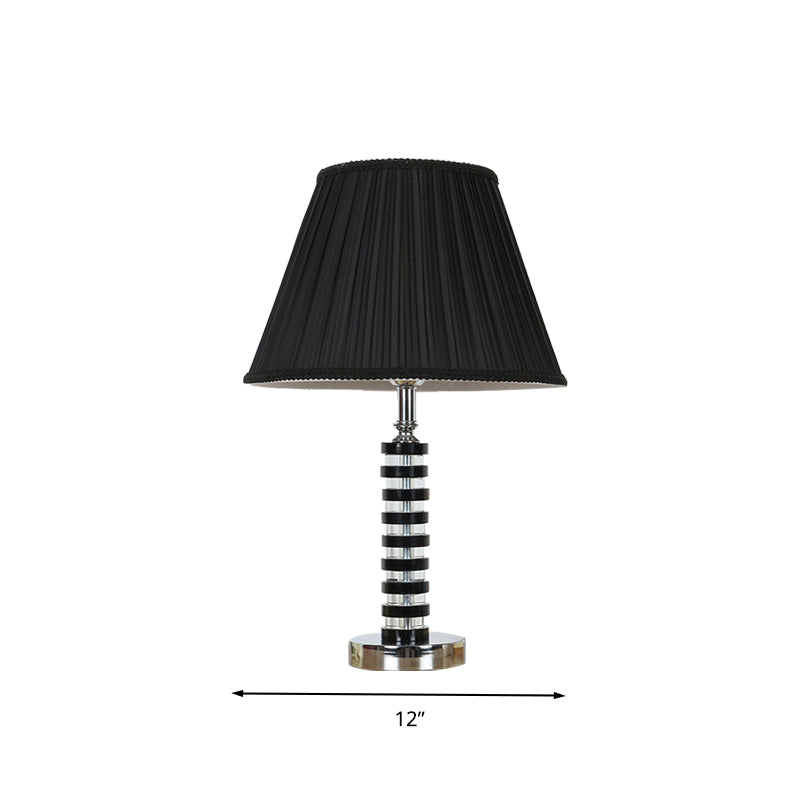 Lampada da tavolo a botte singola Bulbo Light Rustic Black Fabric Night Lampada per camera da letto con cristallo deco
