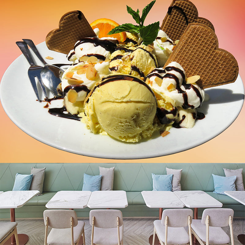 Photography Mural with Delicious Ice Cream Pattern Modern Dessert Shop Wall Covering
