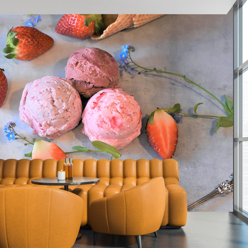 Photography Mural with Delicious Ice Cream Pattern Modern Dessert Shop Wall Covering
