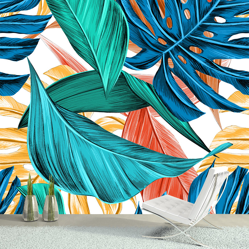 Tropical Leaves Wall Decals Full Size Vinyl Art Mural for Living Room Sofa TV Background