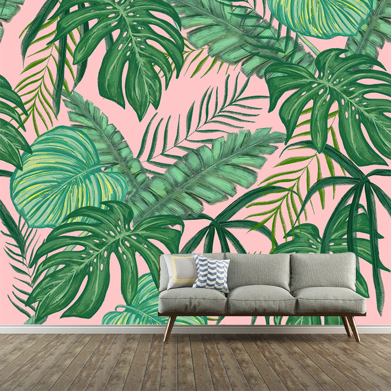 Tropical Leaves Wall Decals Full Size Vinyl Art Mural for Living Room Sofa TV Background