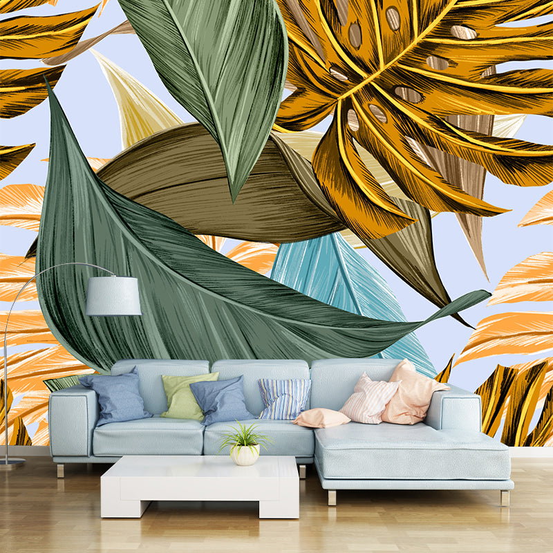 Tropical Leaves Wall Decals Full Size Vinyl Art Mural for Living Room Sofa TV Background