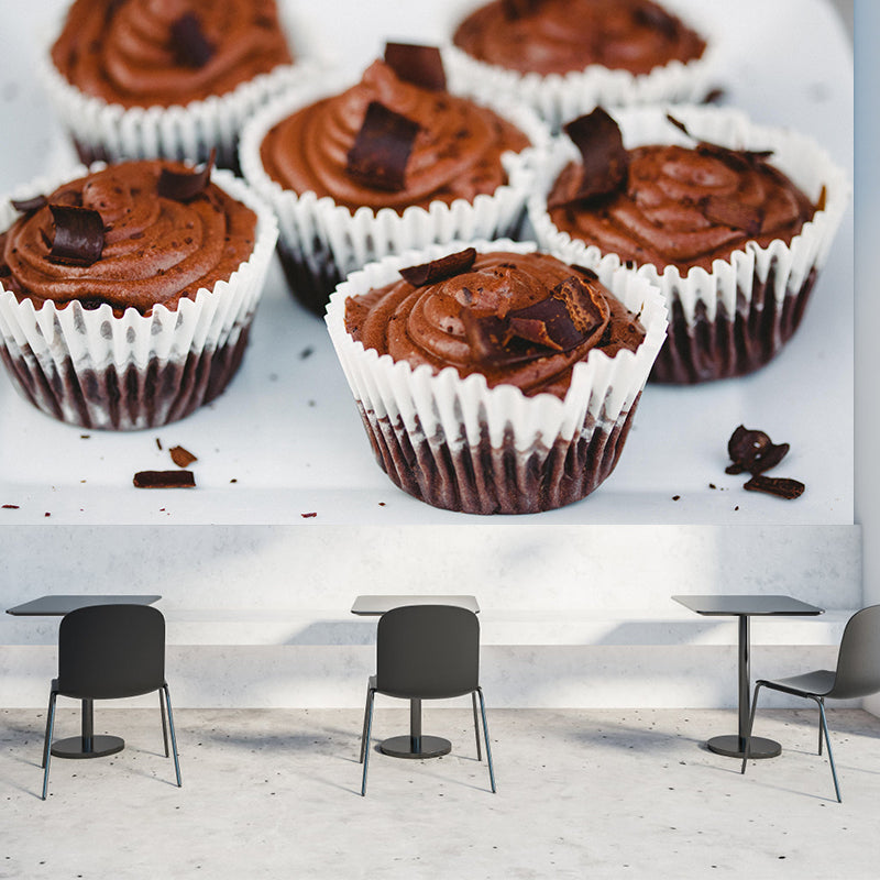Contemporary Cup Cake Mural Pattern Soft Color Mildew Resistant for Business Decoration