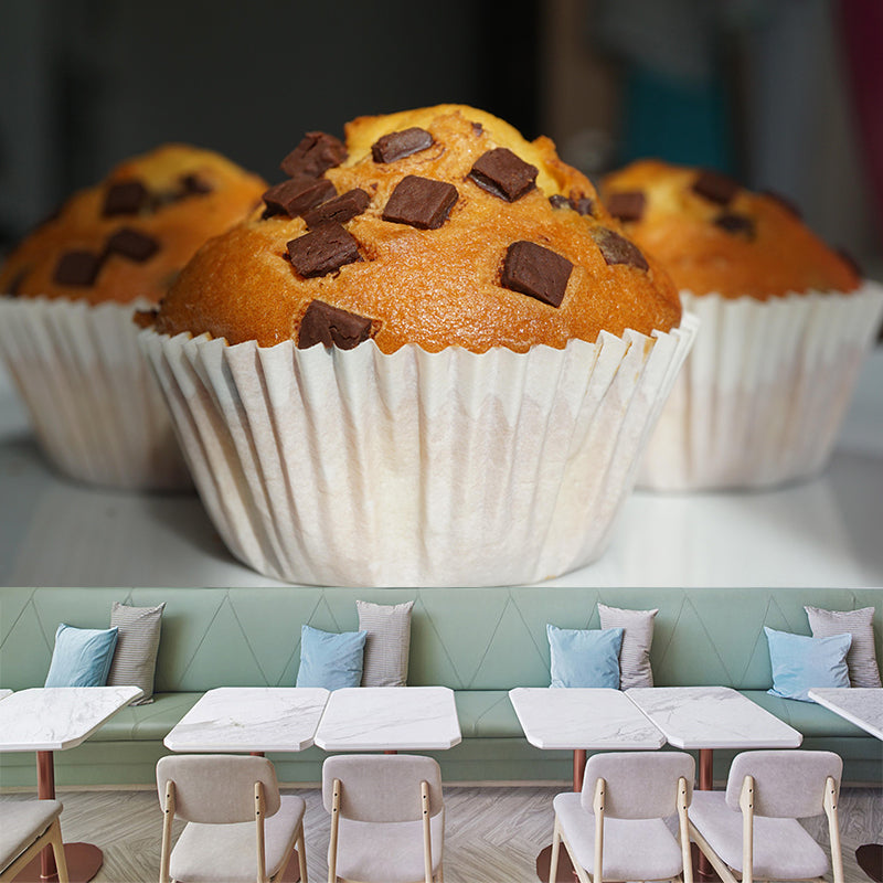 Contemporary Cup Cake Mural Pattern Soft Color Mildew Resistant for Business Decoration