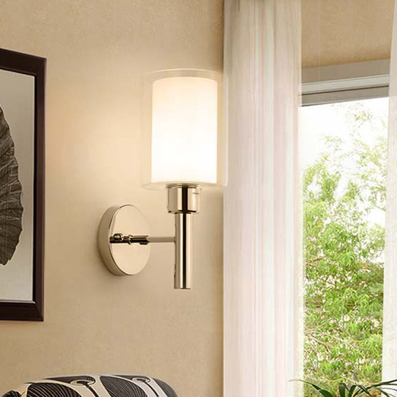 Pencil Arm Sconce Minimalism Metal 1 Head Wall Mount Light Fixture in Chrome for Stairway