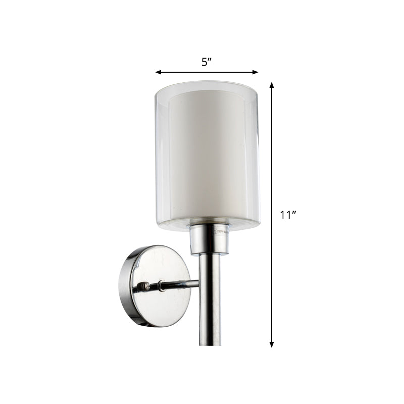 Pencil Arm Sconce Minimalism Metal 1 Head Wall Mount Light Fixture in Chrome for Stairway