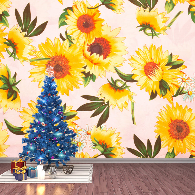 Bright Yellow Sunflower Wall Decor Wall Mural Waterproof Decal for Sleeping Room