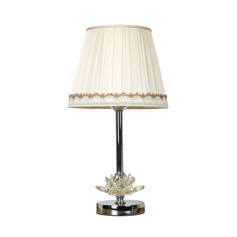 Mesa de noche de dormitorio de barril Luz de estilo de estilo tradicional 1 lámpara de mesita de noche blanca clara con acento de cristal