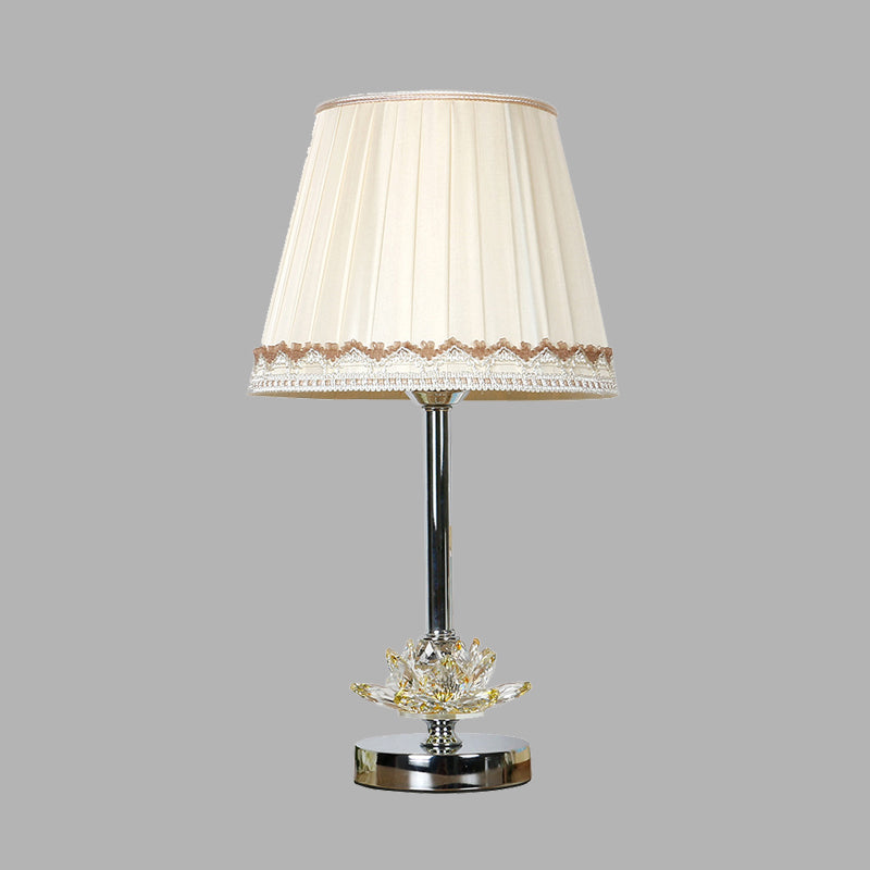 Mesa de noche de dormitorio de barril Luz de estilo de estilo tradicional 1 lámpara de mesita de noche blanca clara con acento de cristal