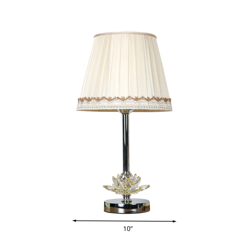 Mesa de noche de dormitorio de barril Luz de estilo de estilo tradicional 1 lámpara de mesita de noche blanca clara con acento de cristal