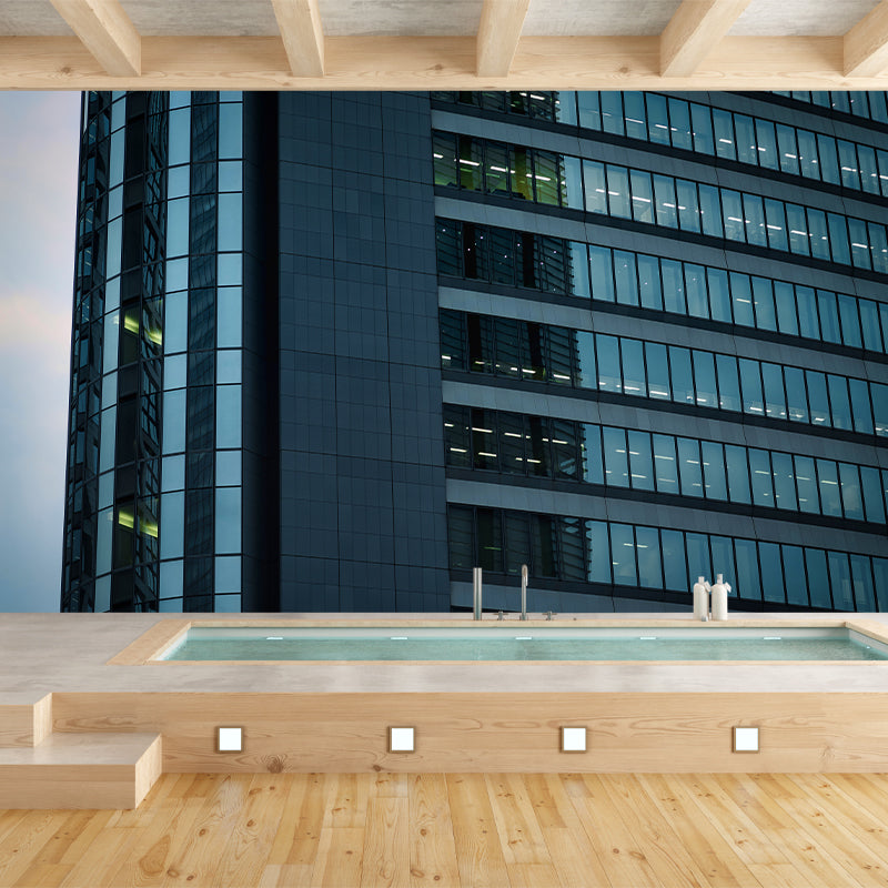 Japanese Urban Architecture Mural Wallpaper Modern Stain-Proofing Wall Art for Meeting Room