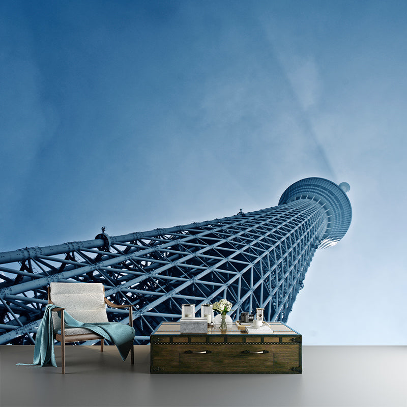 Japanese Urban Architecture Mural Wallpaper Modern Stain-Proofing Wall Art for Meeting Room