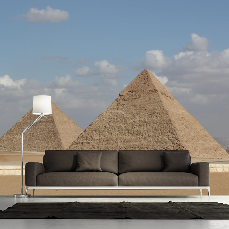 Egypt Giza Pyramid Group Mural Contemporary Mildew Resistant Hallway Wall Decor