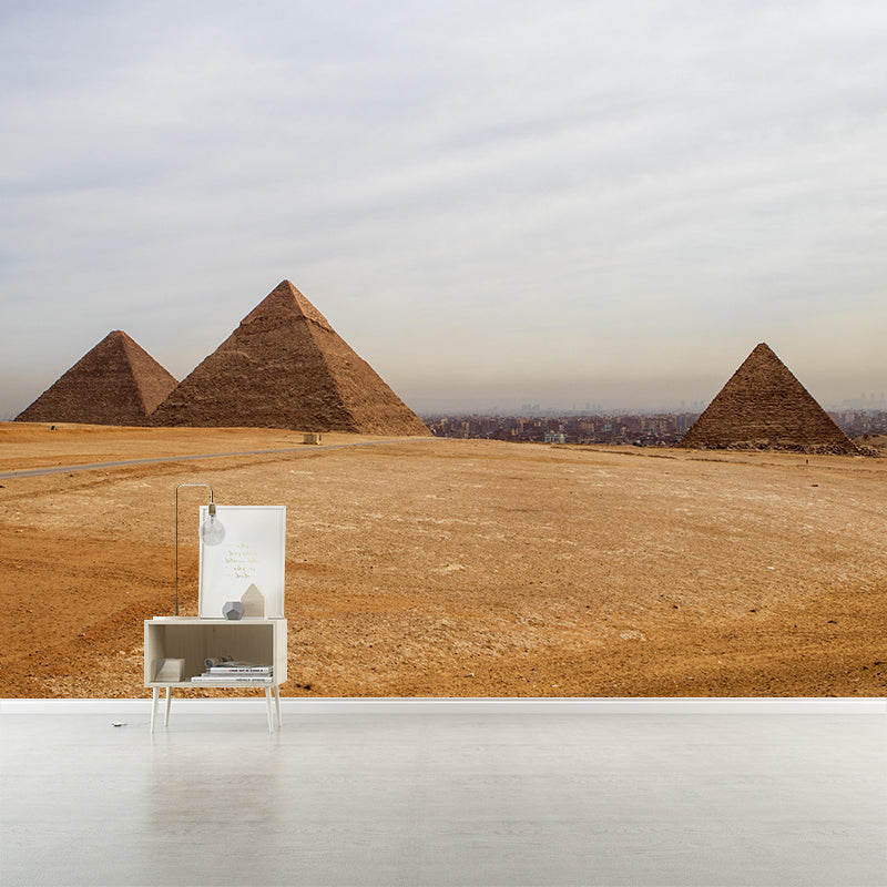 Egypt Giza Pyramid Group Mural Contemporary Mildew Resistant Hallway Wall Decor