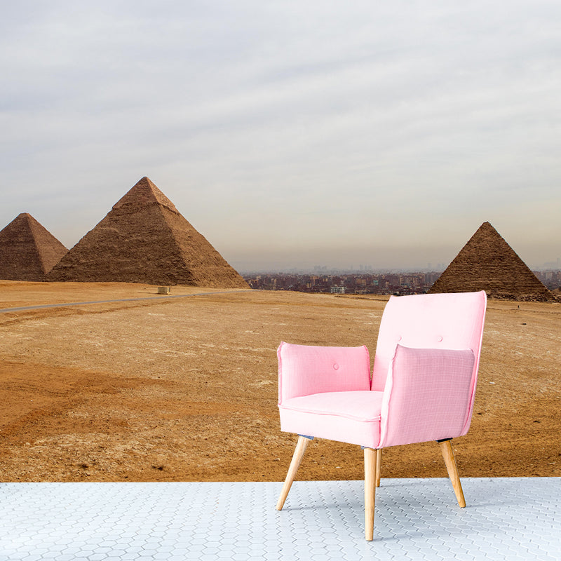 Egypt Giza Pyramid Group Mural Contemporary Mildew Resistant Hallway Wall Decor
