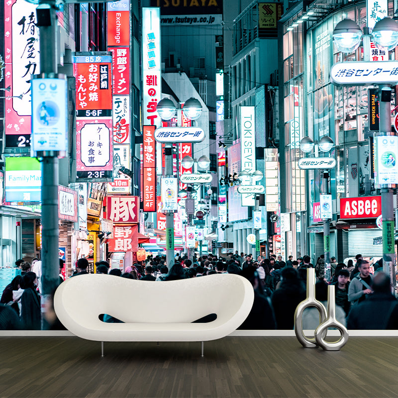 Japanese Urban Landscape Murals for Living Room Contemporary City ,Customized Size