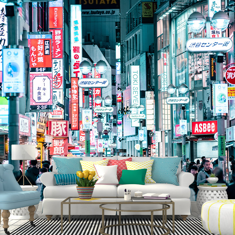Japanese Urban Landscape Murals for Living Room Contemporary City ,Customized Size