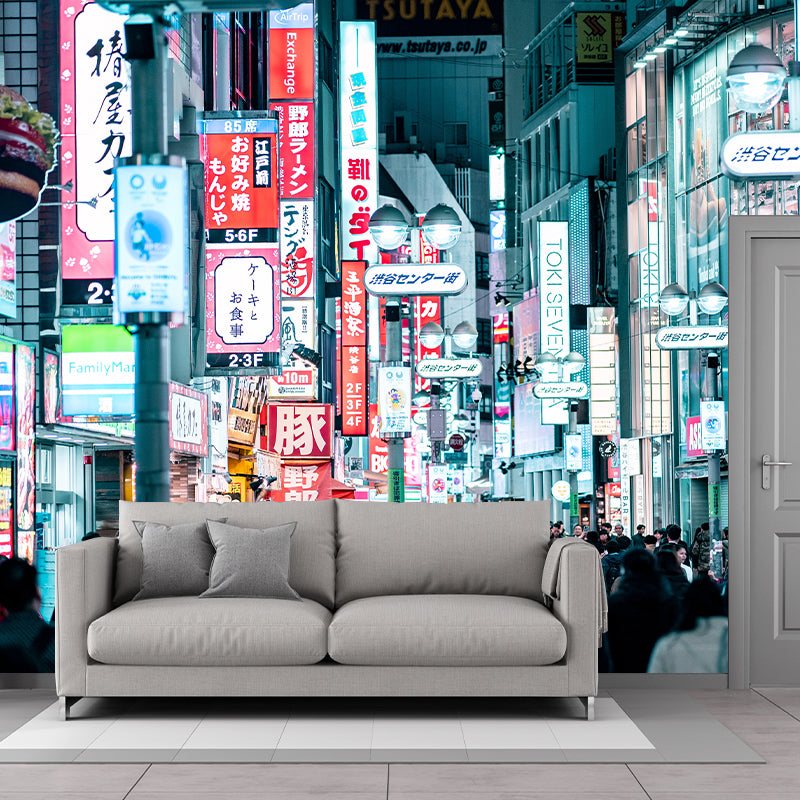 Japanese Urban Landscape Murals for Living Room Contemporary City ,Customized Size