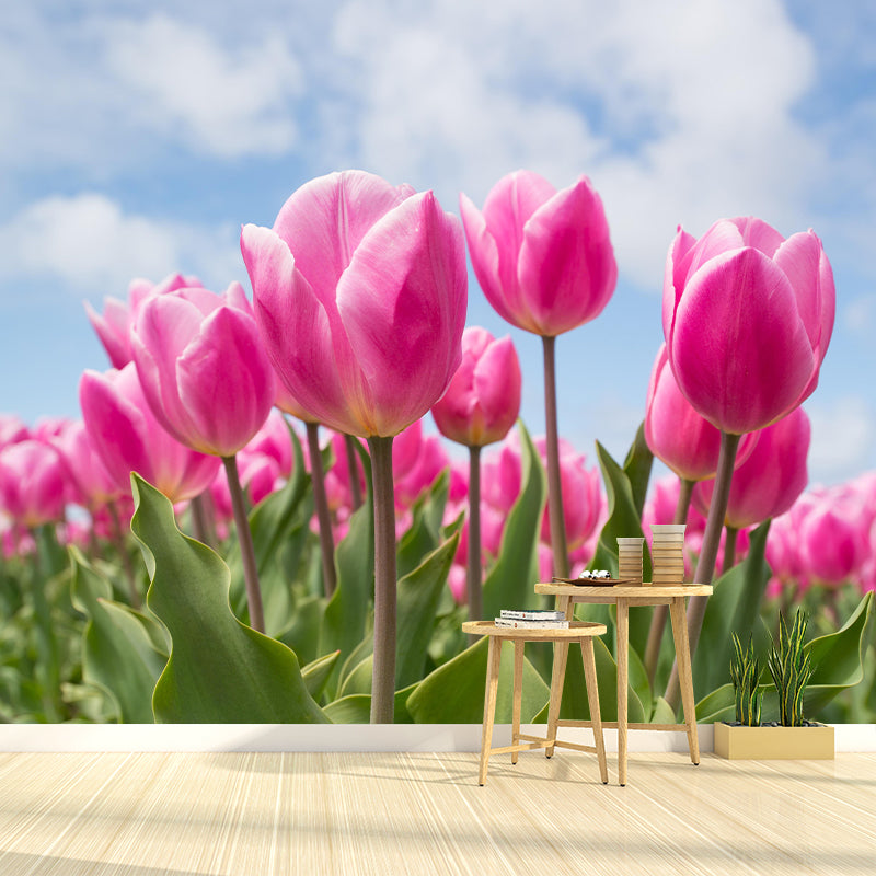 Soft Color Tulip Print Mural Contemporary Style Wall Art for Home Decoration