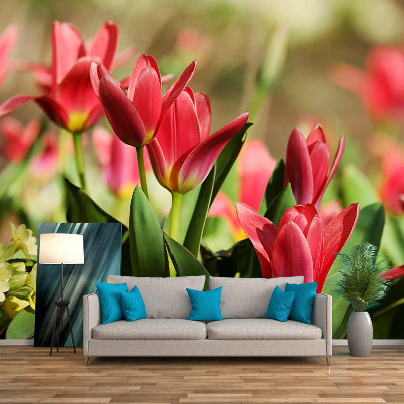 Soft Color Tulip Print Mural Contemporary Style Wall Art for Home Decoration