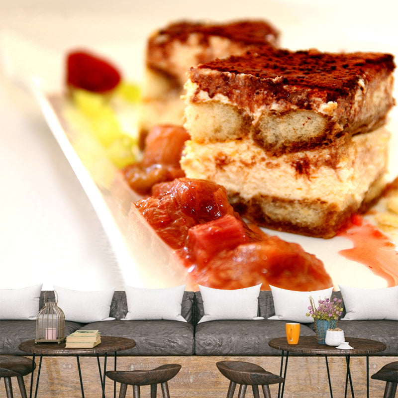 Sweet Tiramisu Wallpaper Mural Cake Shop Decor Removable Wall Decals,Personalized Size