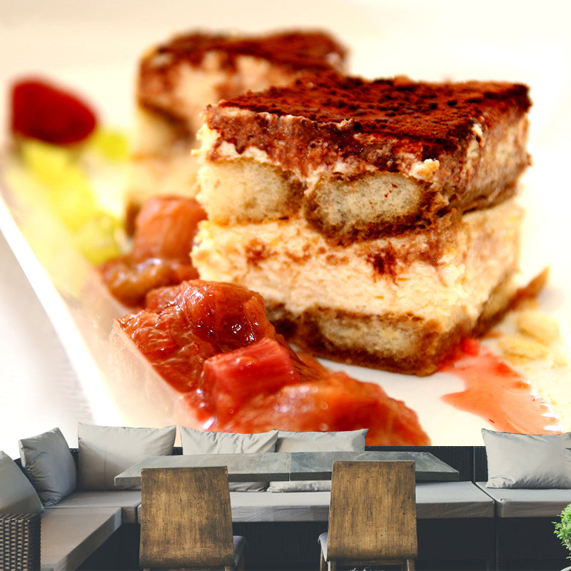 Sweet Tiramisu Wallpaper Mural Cake Shop Decor Removable Wall Decals,Personalized Size