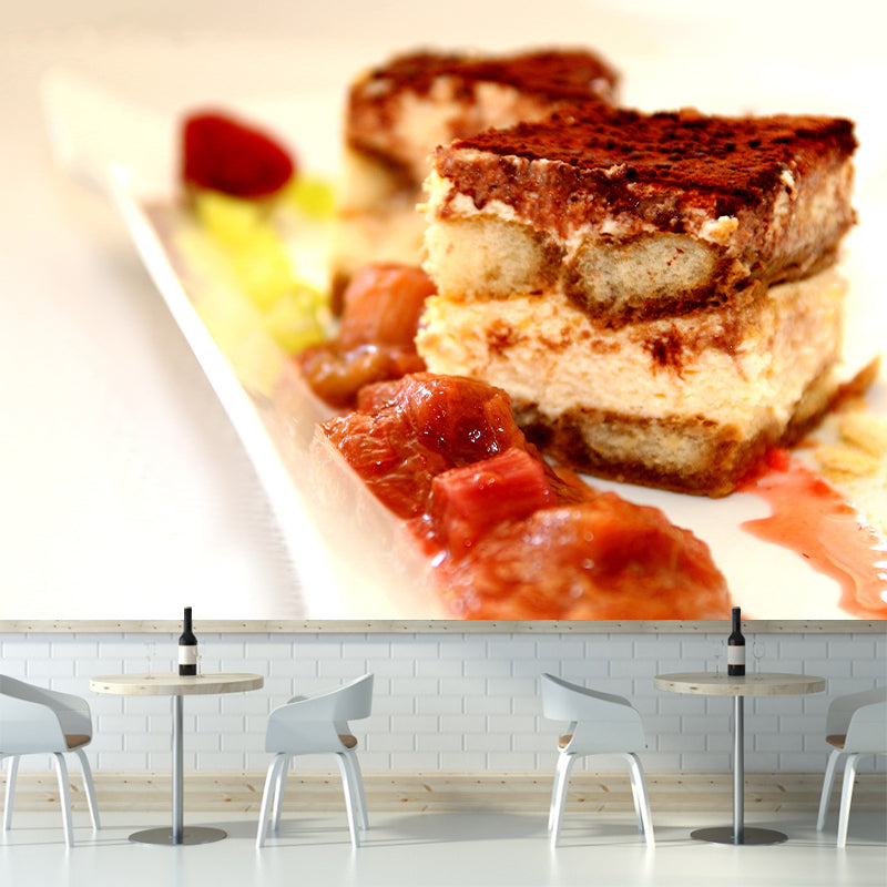Sweet Tiramisu Wallpaper Mural Cake Shop Decor Removable Wall Decals,Personalized Size