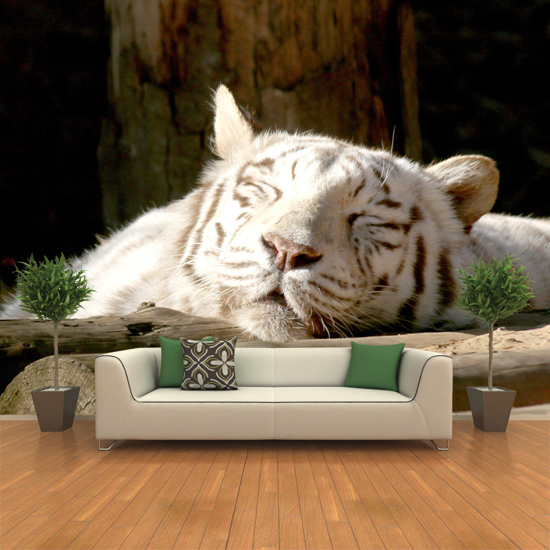 Photography Modern White Tiger Mural Mildew Resistant Dining Room Wall Decor