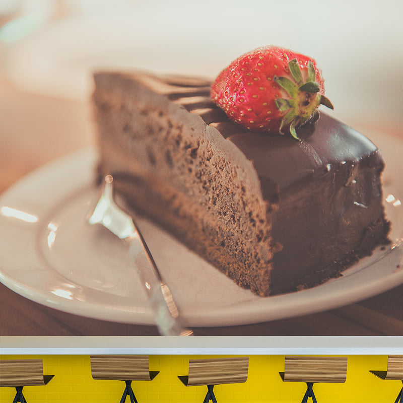 Dessert Food Mural Wallpaper Dark Color Decorations for Dessert Shop Kitchen