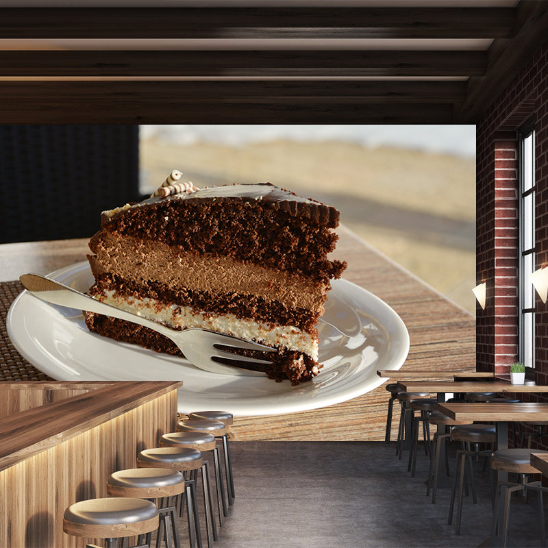 Dessert Food Mural Wallpaper Dark Color Decorations for Dessert Shop Kitchen