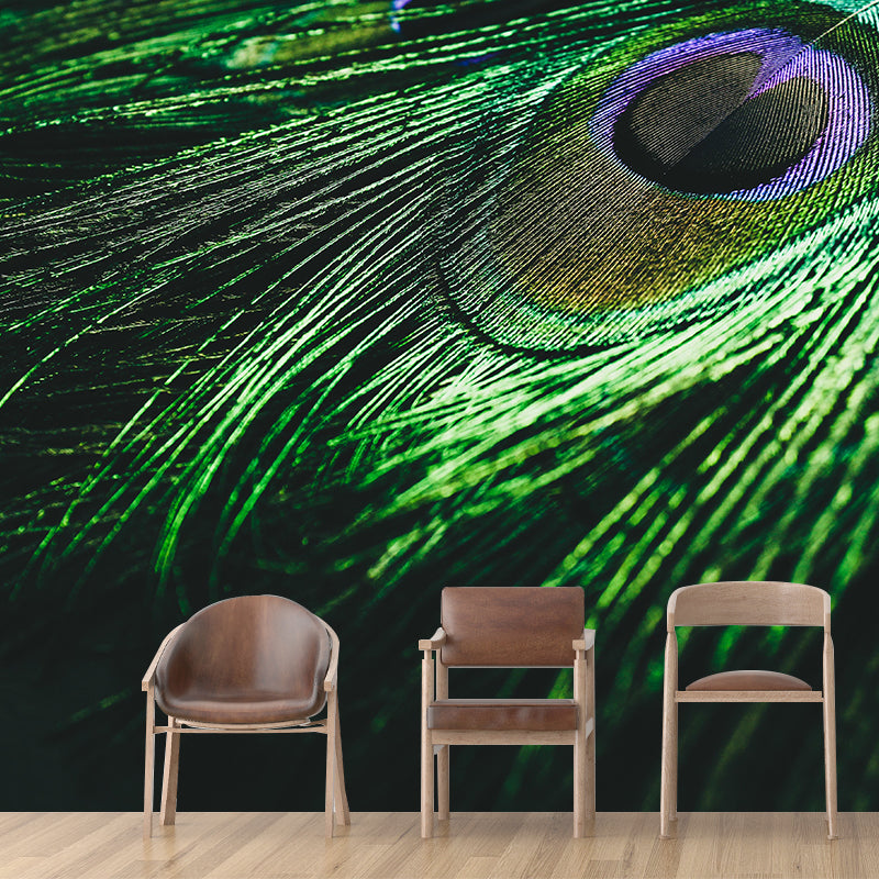 Extra Large Peacock Feather Mural Mildew Resistant Wall Art for Home Decor