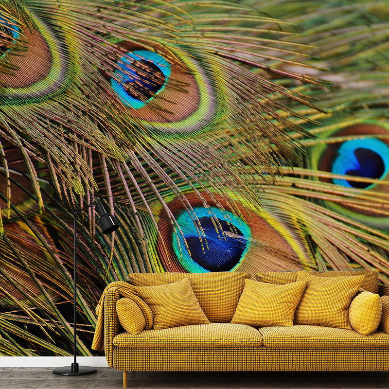 Extra Large Peacock Feather Mural Mildew Resistant Wall Art for Home Decor