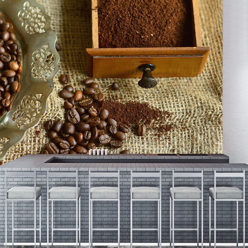 Coffee Bean Mural Wallpaper Stain-Resistant Coffee Shop Kitchen Dining Room Mural