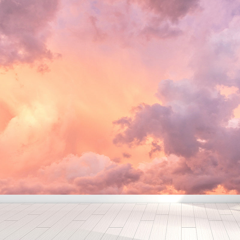Modern Scenery Sunset Clouds Mural Pastel Color Photography Wall Art for Bedroom