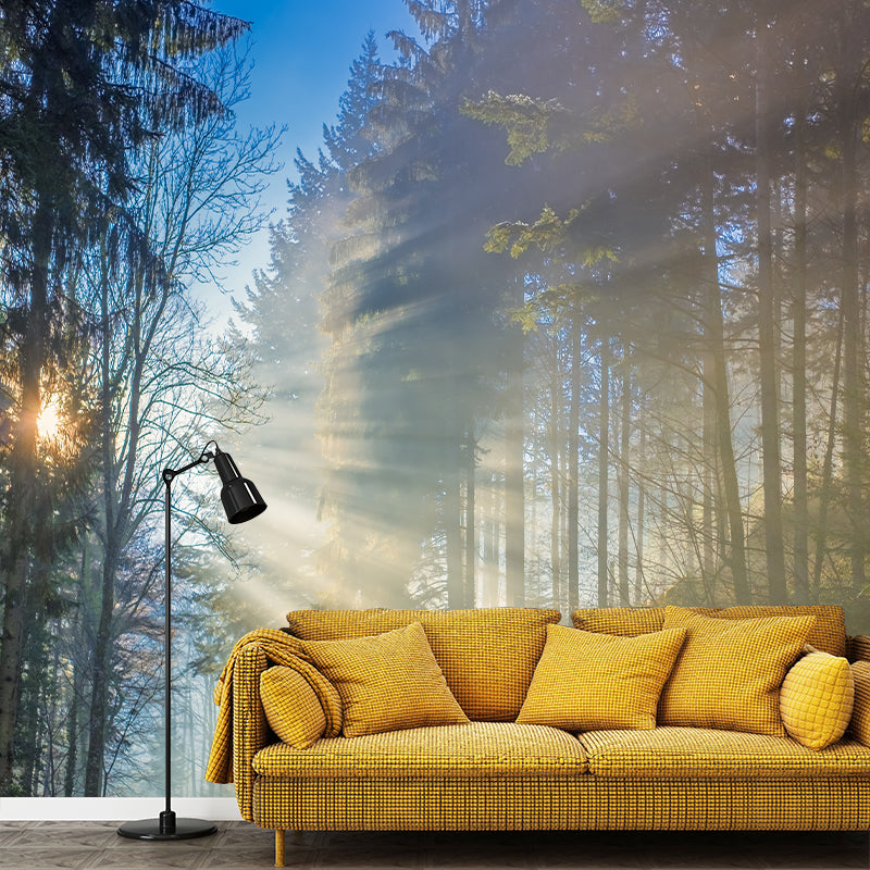 Natural Decorative Green Forest Wall Mural Sitting Room Gust Room Wall Covering